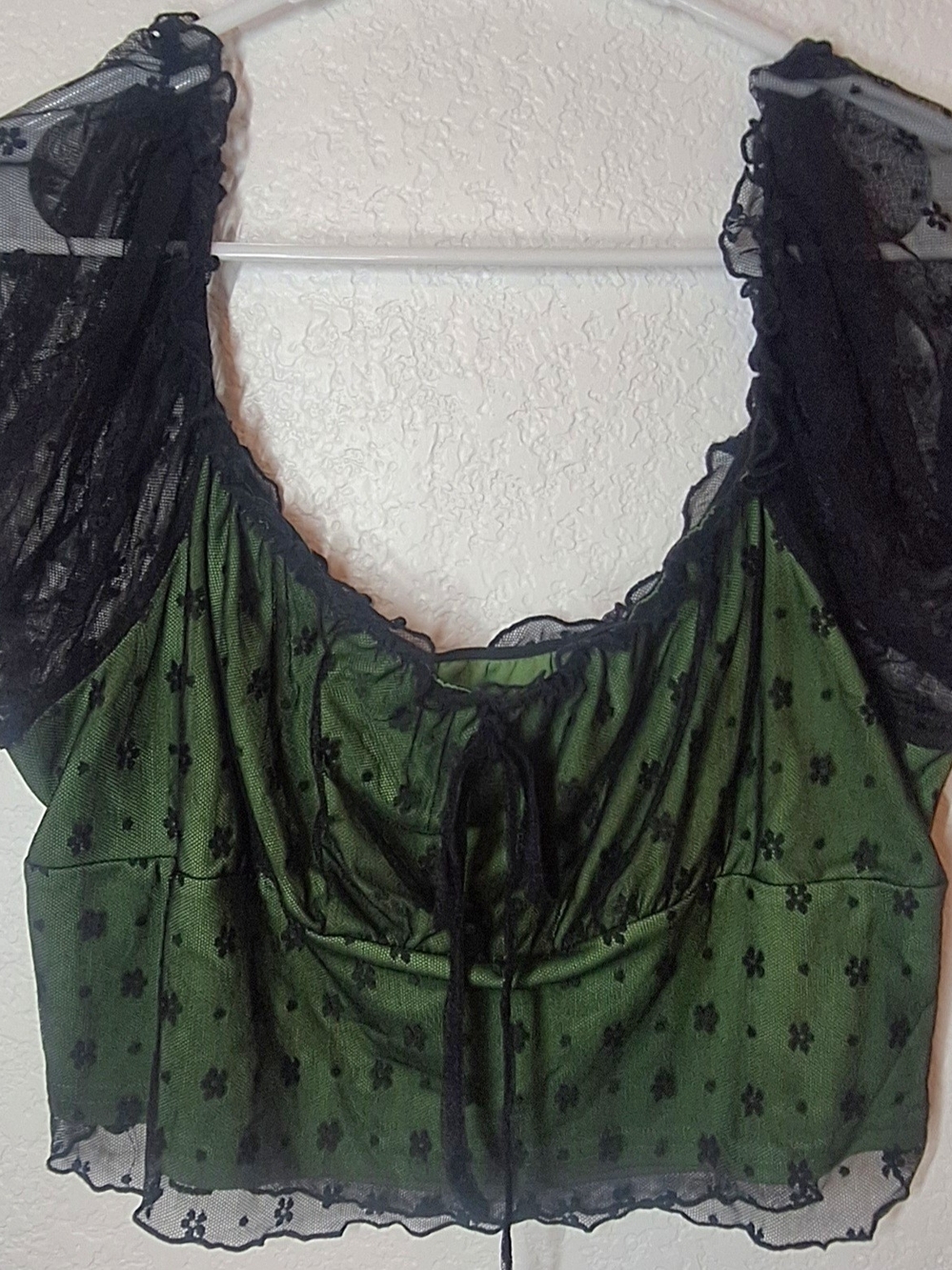 Cider Green & Black Mesh Lace Floral Fairy Grunge Top 1XL